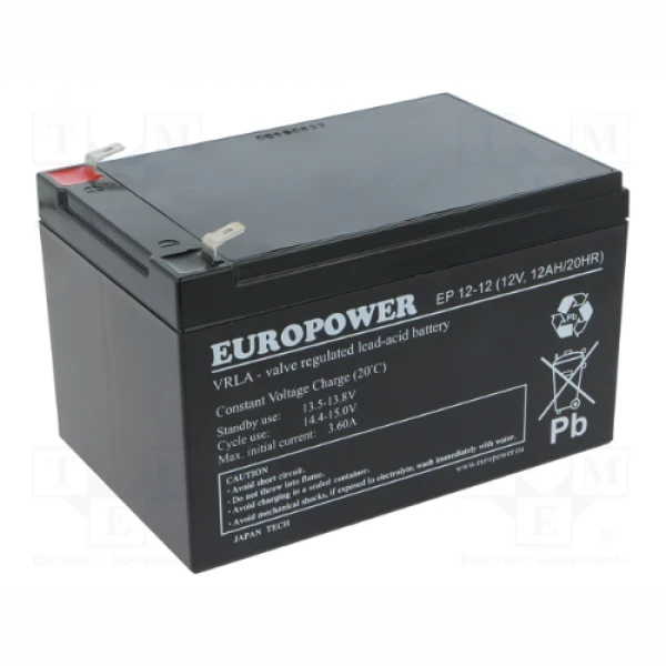 Baterija za UPS EuroPower ES12-12A 12V 12Ah Baterije i punjači SOPING.RS 41 Baterija za UPS EuroPower ES12-12A 12V 12Ah