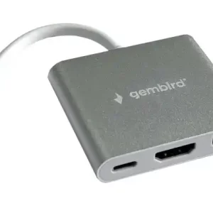 Adapter konverter Tip C-HDMI/USB 3.0/PD aluminium Gembird A-CM-HDMIF-02-SG
