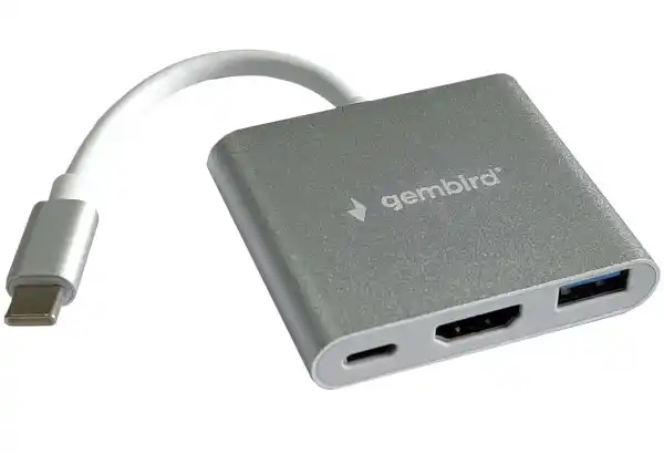 Adapter konverter Tip C-HDMI/USB 3.0/PD aluminium Gembird A-CM-HDMIF-02-SG USB adapteri SOPING.RS 41 Adapter konverter Tip C-HDMI/USB 3.0/PD aluminium Gembird A-CM-HDMIF-02-SG