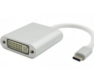 Adapter - konvertor USB 3.1 tip C (M) - DVI (F) srebrni