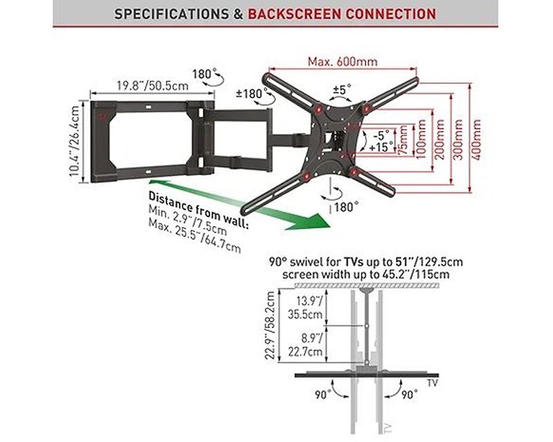 4400.B LCD TV zglobni zidni nosač do 86 inča za ravne i zakrivljene televizore TV i video oprema SOPING.RS 45 4400.B LCD TV zglobni zidni nosač do 86 inča za ravne i zakrivljene televizore - Слика 5