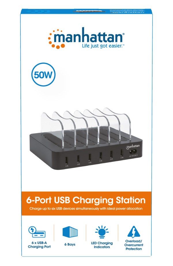 USB punjač 6-port Manhattan 102254 5V/2.4V/50W/držač za telefon Crni Punjači i auto držači za mobilne telefone SOPING.RS 44 USB punjač 6-port Manhattan 102254 5V/2.4V/50W/držač za telefon Crni - Слика 4