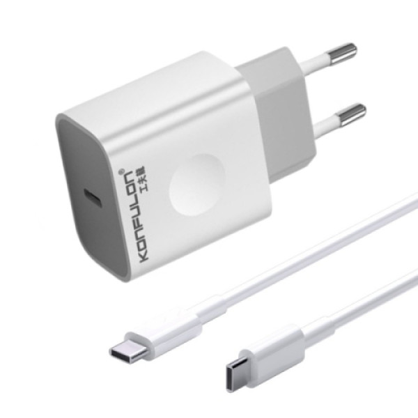 Konfulon C69D brzi kućni punjač 20W + DC15 Type C na Type C Punjači i auto držači za mobilne telefone SOPING.RS 41 Konfulon C69D brzi kućni punjač 20W + DC15 Type C na Type C