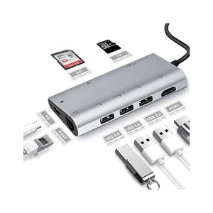 Adapter-konvertor TIP C na 3xUSB3.0+HDMI 4K+2xSD/MICRO+RJ45+TIP C