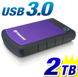 External HDD 2TB, H3P, USB3.0, 2.5", Anti-shock system, Backup software, 284 gr, Black/Purple - TS2TSJ25H3P