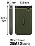External HDD 2TB Slim form factor, M3G, USB 3.1, 2.5, Anti-shock system, Backup software, 185g, Mili - TS2TSJ25M3G