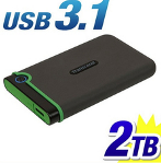 External HDD 2TB Slim form factor, M3S, USB 3.1, 2.5, Anti-shock system, Backup software, 185g, Iron - TS2TSJ25M3S