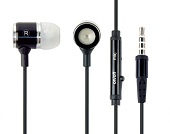 Stereo Metal Earphones with Microphone and Volume Control, 4-pin 3.5mm Stereo, Black-White - MHS-EP-001