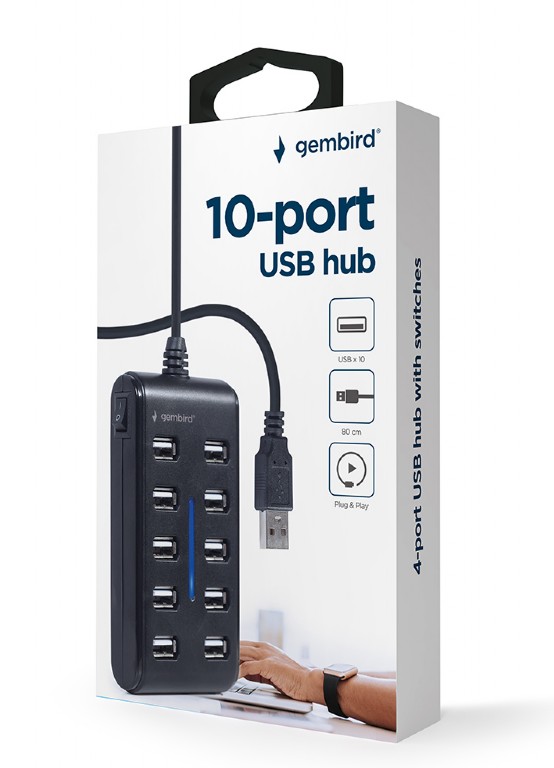 10-port USB 2.0 hub, black – UHB-U2P10P-01 Dodatna oprema za računare SOPING.RS 41 10-port USB 2.0 hub, black - UHB-U2P10P-01