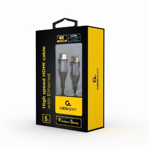 MONITOR Cable, Premium Series, High speed HDMI 4K with Ethernet, HDMI/HDMI M/M, Gold Plated, Braided - CCBP-HDMI-5M