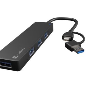 MAYFLY, USB 3.0 Hub, 4-Port, USB Type-C Adapter, Cable 15 cm - NHU-2023
