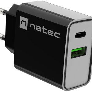 RIBERA USB Type-C/Type-A Charger, QC3.0 & PD3.0, 3A 20W, Black - NUC-2062