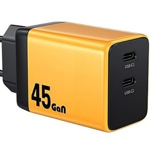 WP-U33 Superbrzi Strujni GaN Punjač, 2-porta USB (2 x 3.1 tipC) 45W, žuti