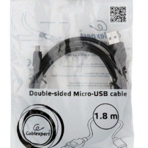 CC-USB2-AMmDM-6 Gembird USB 2.0 AM to Double-sided Micro-USB cable, black, 1,8m