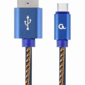 CC-USB2J-AMCM-1M-BL Gembird Premium jeans (denim) Type-C USB cable with metal connectors, 1m, blue