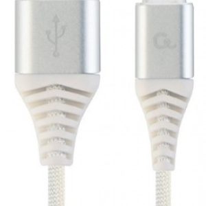 CC-USB2B-AMmBM-2M-BW2 Gembird Premium cotton braided Micro-USB charging -data cable,2m, silver/white