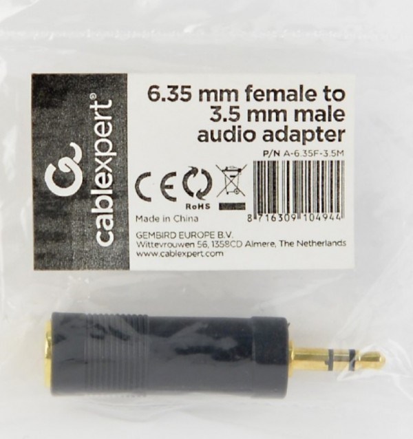 A-6.35F-3.5M Gembird 6.35 mm zenski na 3.5 mm muski audio adapter Ostali adapteri SOPING.RS 42 A-6.35F-3.5M Gembird 6.35 mm zenski na 3.5 mm muski audio adapter - Слика 2