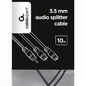 CCA-415-0.1M Gembird 3.5mm stereo plug to 2X3.5mm stereo socket 10cm audio splitter kabl