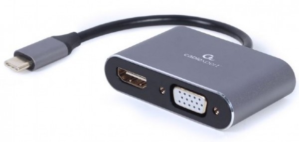 A-USB3C-HDMIVGA-01 Gembird USB Type-C to HDMI + VGA display adapter, space grey USB kablovi SOPING.RS 41 A-USB3C-HDMIVGA-01 Gembird USB Type-C to HDMI + VGA display adapter, space grey