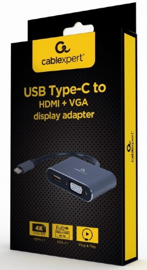 A-USB3C-HDMIVGA-01 Gembird USB Type-C to HDMI + VGA display adapter, space grey USB kablovi SOPING.RS 42 A-USB3C-HDMIVGA-01 Gembird USB Type-C to HDMI + VGA display adapter, space grey - Слика 2