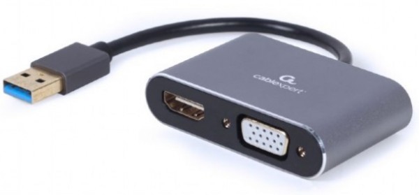 A-USB3-HDMIVGA-01 Gembird USB to HDMI + VGA display adapter, space grey TV i video oprema SOPING.RS 41 A-USB3-HDMIVGA-01 Gembird USB to HDMI + VGA display adapter, space grey