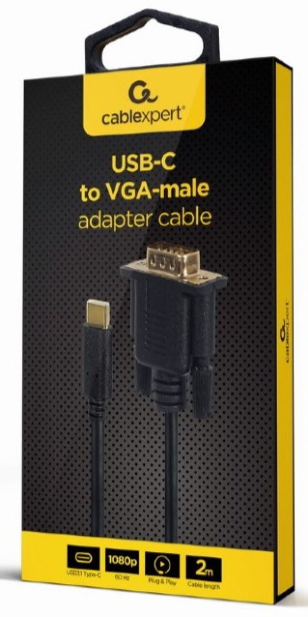 A-CM-VGAM-01 Gembird USB-C to VGA-M adapter, 2 m, black, blister USB adapteri SOPING.RS 42 A-CM-VGAM-01 Gembird USB-C to VGA-M adapter, 2 m, black, blister - Слика 2