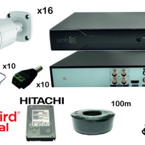 GMB-03 * Set kamera za video nadzor 3tbHDD +16x CAM-AHD5MP-HAU60W rg59+100m bnc+dc konekt full color