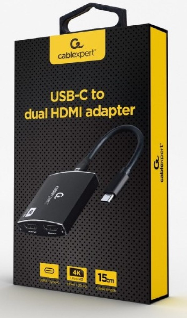 A-CM-HDMIF2-01 Gembird USB-C to dual HDMI adapter, 4K 60Hz, black USB adapteri SOPING.RS 43 A-CM-HDMIF2-01 Gembird USB-C to dual HDMI adapter, 4K 60Hz, black - Слика 3