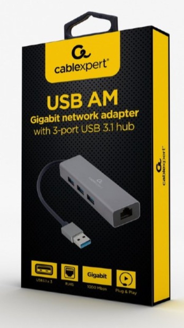 A-AMU3-LAN-01 Gembird USB AM Gigabit network adapter with 3-port USB 3.0 hub USB adapteri SOPING.RS 44 A-AMU3-LAN-01 Gembird USB AM Gigabit network adapter with 3-port USB 3.0 hub - Слика 4