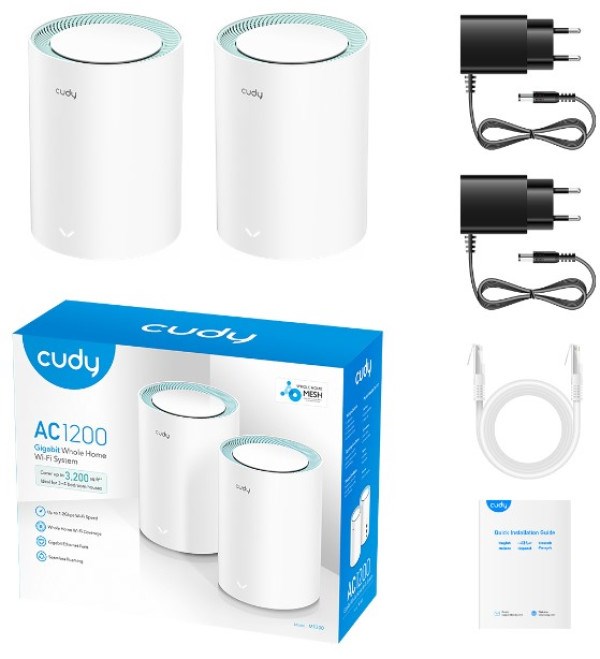 Cudy M1300 2-pack AC1200 Dual Band 2.4Ghz+5Ghz WiFi MESH, GiGABIT, 4x Antena 16MB/128DDR Ruteri SOPING.RS 43 Cudy M1300 2-pack AC1200 Dual Band 2.4Ghz+5Ghz WiFi MESH, GiGABIT, 4x Antena 16MB/128DDR - Слика 3