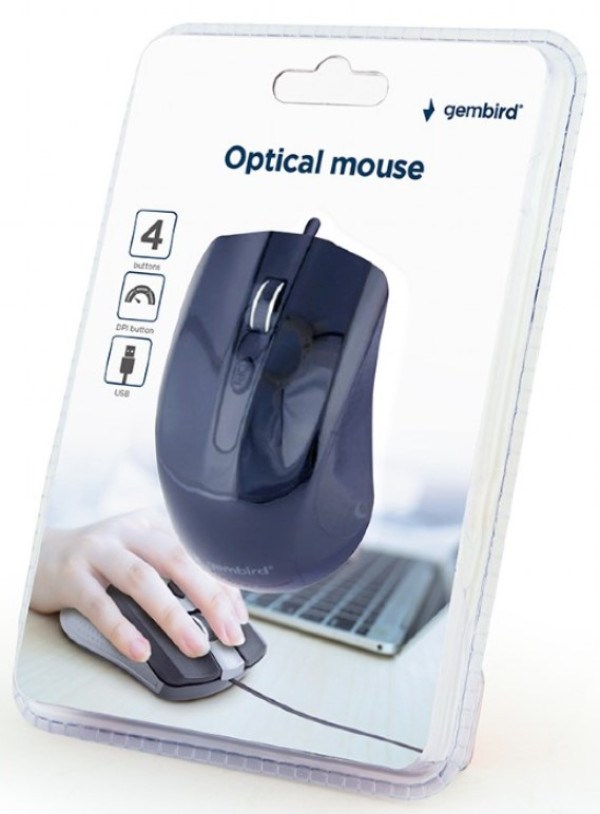 MUS-4B-01 ** Gembird Optički miš 800-1200Dpi 4-button black 99mm USB (220) Miševi SOPING.RS 42 MUS-4B-01 ** Gembird Optički miš 800-1200Dpi 4-button black 99mm USB (220) - Слика 2