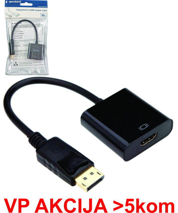 A-DPM-HDMIF-08 ** Gembird DisplayPort v1 to HDMI adapter cable, black(alt A-DPM-HDMIF-002)(239) HDMI adapteri SOPING.RS 41 A-DPM-HDMIF-08 ** Gembird DisplayPort v1 to HDMI adapter cable, black(alt A-DPM-HDMIF-002)(239)