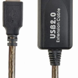 UAE-01-10M Gembird USB 2.0 active extension cable, black color, bulk package, 10m
