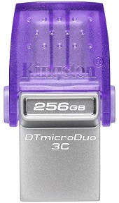256GB USB Flash Drive, 2-in-1 USB 3.2 Gen.1 Type-C & Type-A, DataTraveler microDuo 3C, Read up to  2 - DTDUO3CG3/256GB
