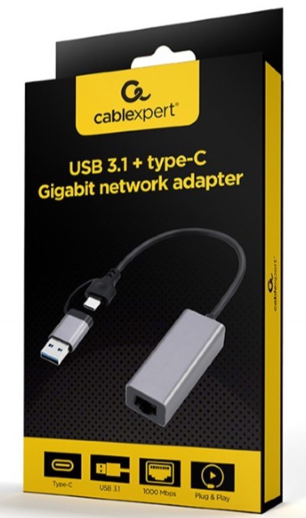 A-USB3AC-LAN-01 Gembird USB 3.1 + type-C Gigabit network adapter, space grey (Alt: A-CMU3-LAN-05) Ostali adapteri SOPING.RS 43 A-USB3AC-LAN-01 Gembird USB 3.1 + type-C Gigabit network adapter, space grey (Alt: A-CMU3-LAN-05) - Слика 3
