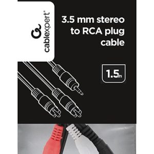 3.5 mm stereo to RCA plug cable, 1.5 m - CCA-458