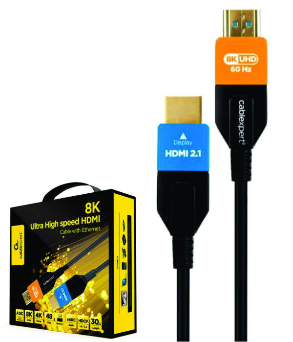 CC-HDMI8K-AOC-30M Gembird Active Optical (AOC) ULTRA High speed HDMI 2.1 8K UHD with Ethernet 30m HDMI kablovi SOPING.RS 41 CC-HDMI8K-AOC-30M Gembird Active Optical (AOC) ULTRA High speed HDMI 2.1 8K UHD with Ethernet 30m