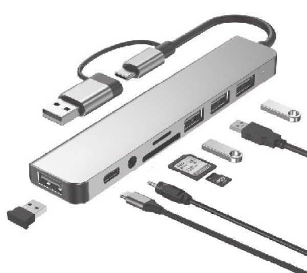 A-CM-COMBO8-06 ** Gembird USB-A + USB-C multi-port 8-in-1 USB3.0+USB2.0+SD+3.5mm+Data (759) USB adapteri SOPING.RS 42 A-CM-COMBO8-06 ** Gembird USB-A + USB-C multi-port 8-in-1 USB3.0+USB2.0+SD+3.5mm+Data (759) - Слика 2