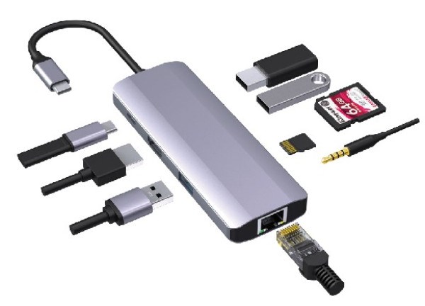 A-CM-COMBO9-06 ** Gembird USB-C 9-in-1 multi-port RJ45+USB3.0+SD+USB-C+HDMI+USB2.0+3,5mm (1359) USB adapteri SOPING.RS 42 A-CM-COMBO9-06 ** Gembird USB-C 9-in-1 multi-port RJ45+USB3.0+SD+USB-C+HDMI+USB2.0+3,5mm (1359) - Слика 2