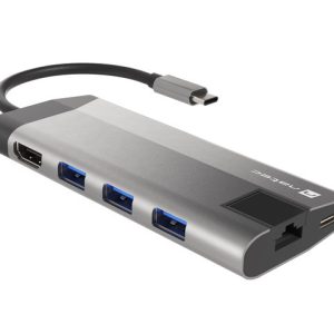 FOWLER PLUS, USB Type-C 6-in-1 Multi-port Adapter (USB3.0 Hub + HDMI + PD + SD/MicroSD card reader + - NMP-1690