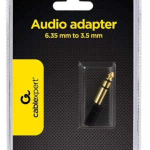 A-6.35M-3.5F Gembird 6.35mm stereo plug to 3.5mm stereo socket CAGP23930BK