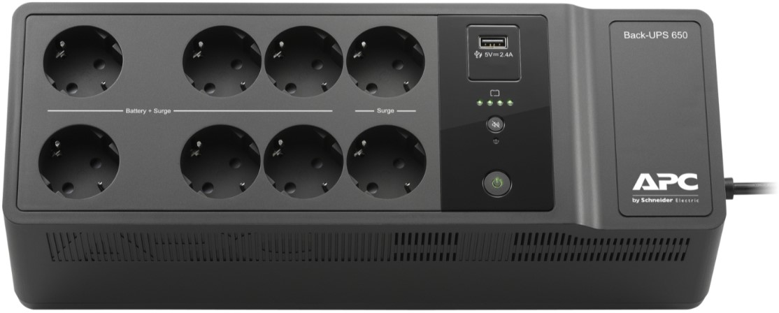APC Back-UPS 650VA, Standby, Floor, 650VA/400W, 230V, AVR, 8x Schuko (6x Full + 2x Surge), USB Type- – BE650G2-GR UPS i ispravljači SOPING.RS 41 APC Back-UPS 650VA, Standby, Floor, 650VA/400W, 230V, AVR, 8x Schuko (6x Full + 2x Surge), USB Type- - BE650G2-GR