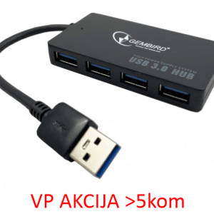 UHB-U3P4-03 ** Gembird HUB 4 USB3.0 4-port, storage speed 5Gbps, black (alt. UHB-U3P4-05 599)
