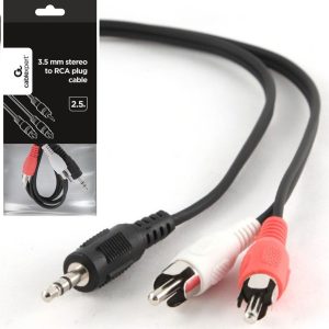 CCA-458-2.5M Gembird 3.5 mm stereo to RCA plug kabl 2.5 m - CCA-458-2.5M