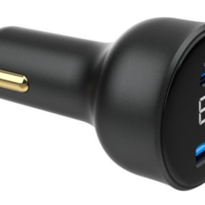 TA-UC-AC2PD65LCD-CAR-01 Gembird 2-port USB brzi punjač za auto, Type-C PD, LCD, 65W, black