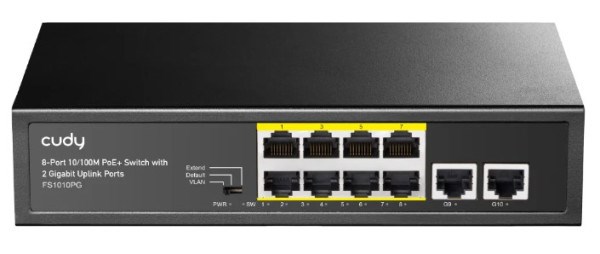 Cudy FS1010PG 8-Port 10/100M PoE+ Switch, 2Uplink 10/100/1000M, 120W, 250m, steel (Alt.PFS3010-8ET) Svičevi SOPING.RS 42 Cudy FS1010PG 8-Port 10/100M PoE+ Switch, 2Uplink 10/100/1000M, 120W, 250m, steel (Alt.PFS3010-8ET) - Слика 2