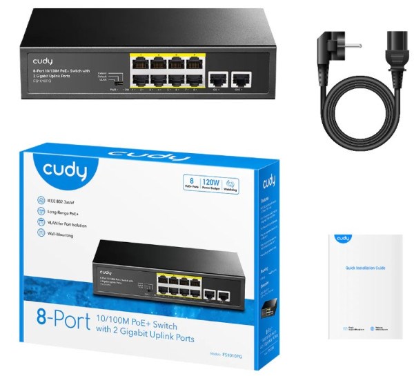 Cudy FS1010PG 8-Port 10/100M PoE+ Switch, 2Uplink 10/100/1000M, 120W, 250m, steel (Alt.PFS3010-8ET) Svičevi SOPING.RS 44 Cudy FS1010PG 8-Port 10/100M PoE+ Switch, 2Uplink 10/100/1000M, 120W, 250m, steel (Alt.PFS3010-8ET) - Слика 4