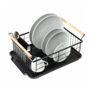 Vilde 150623 - Metlani ocedjivac za sudove sa drvenim drskama 42,5 x 29,5 x 19 cm