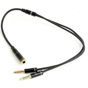 CCA-418M Gembird 3.5mm Headphone Mic Audio Y Splitter Cable Female to 2x3.5mm Male adapter, Metal