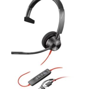 HP Poly Blackwire 3320 Stereo USB-C Headset +USB-C/A Adapter, Black, 2yw - 8X219AA